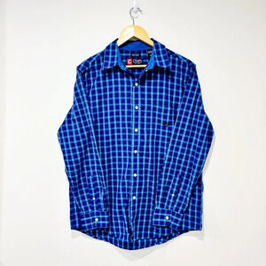 🦋3/25$🦋 CHAPS – Blue & purple plaid button-down shirt •